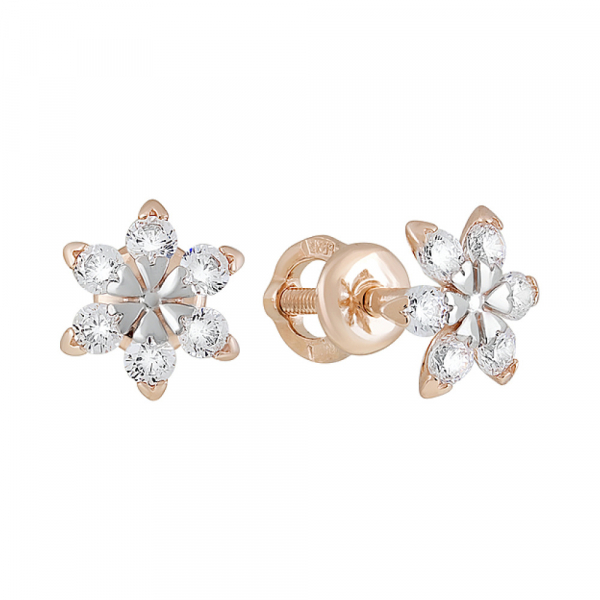 Золотые серьги с фианитами № 109685