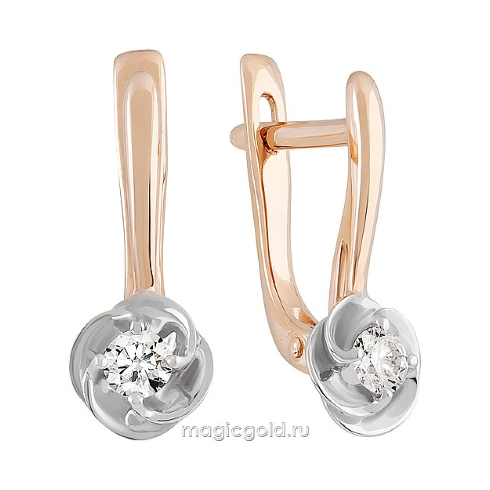 Золотые серьги с бриллиантом № 160743