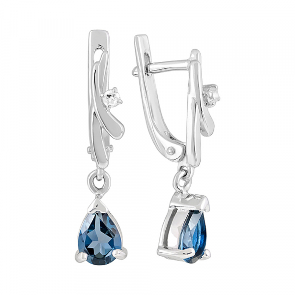 Золотые серьги с топазом и фианитом № 115506