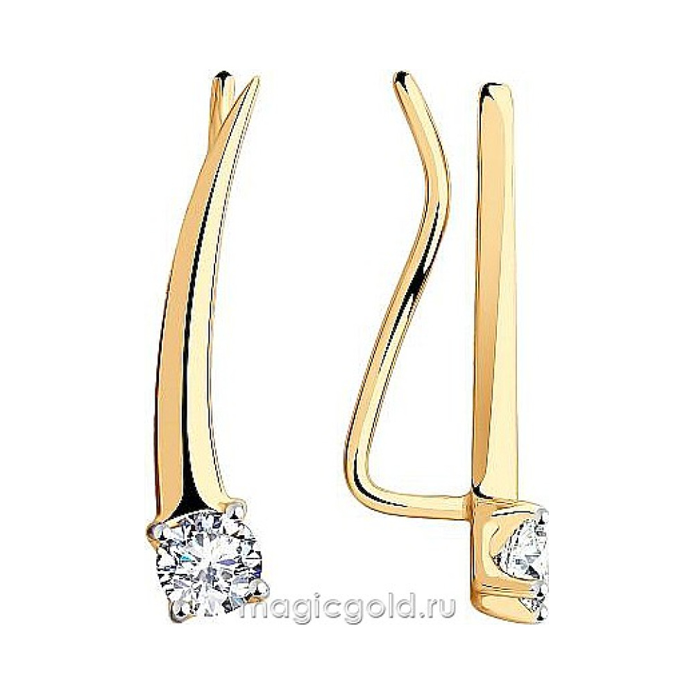 Золотые серьги с фианитом № 174101