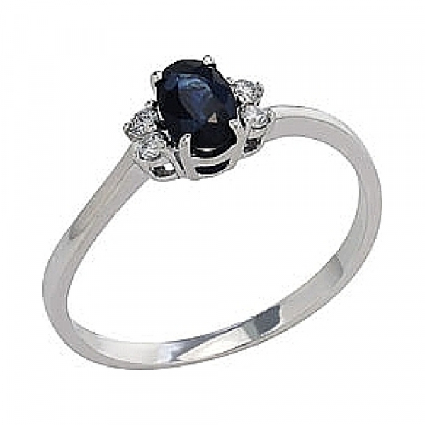 Золотое кольцо с бриллиантом и сапфиром № 82272