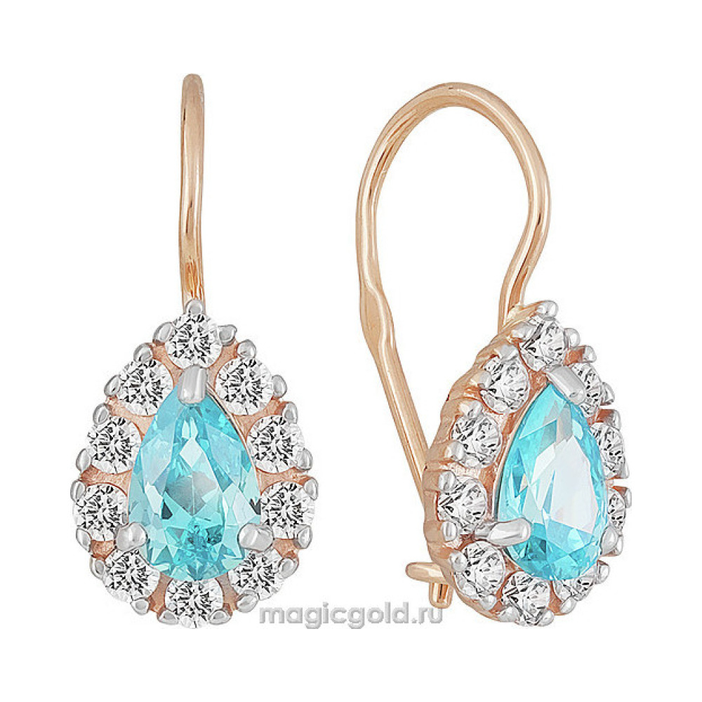 Золотые серьги с фианитом № 155413