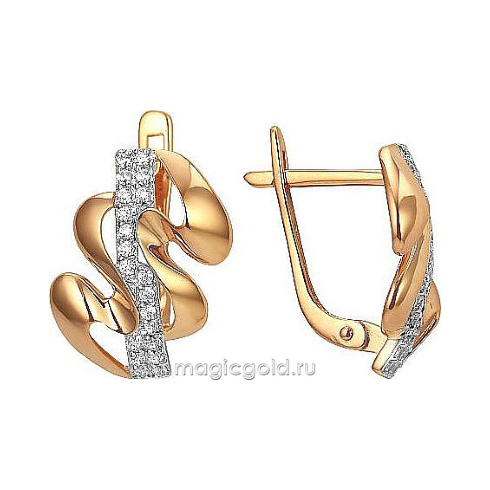 Золотые серьги с фианитом № 174181