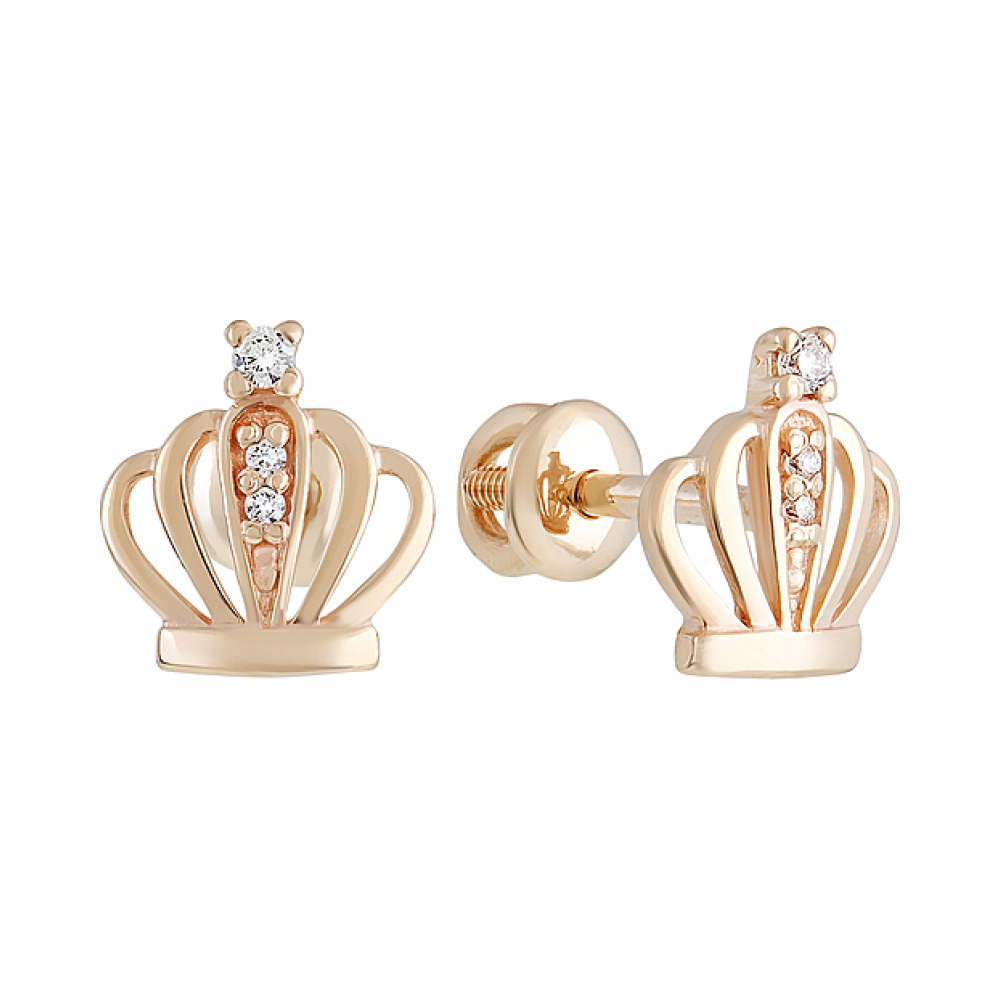 Золотые серьги с фианитами № 129504