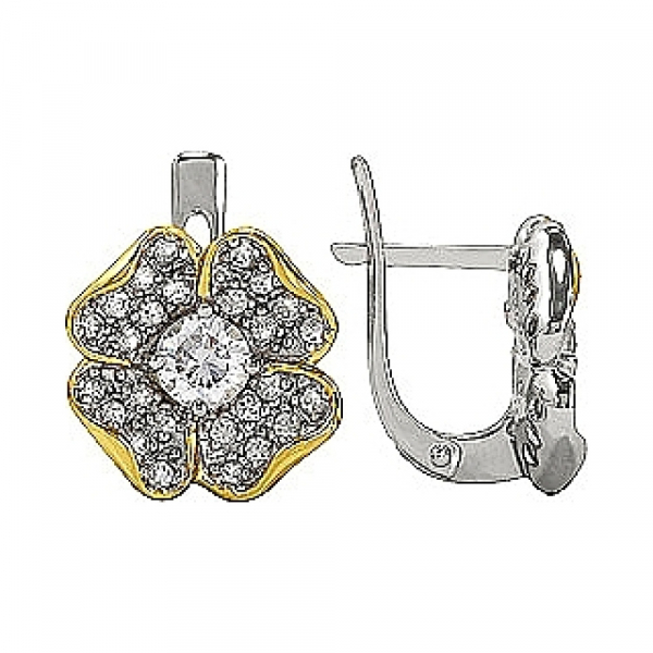 Серьги с фианитом и золотым покрытием № 75227