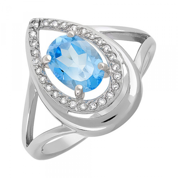 Золотое кольцо с топазом и фианитом № 119324