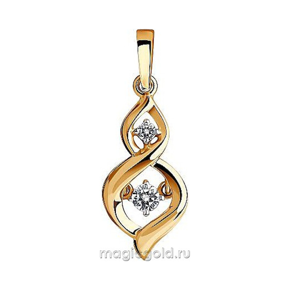 Золотая подвеска с фианитом № 174089