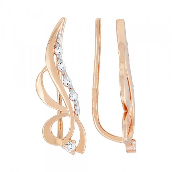 Золотые серьги с фианитами № 104099