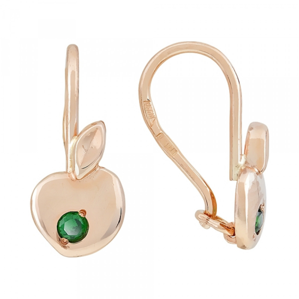 Золотые серьги с фианитом № 116656