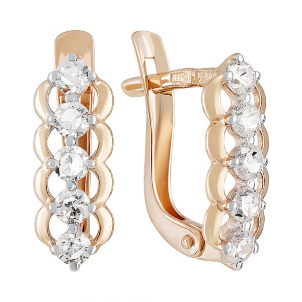 Золотые серьги с фианитом № 133889