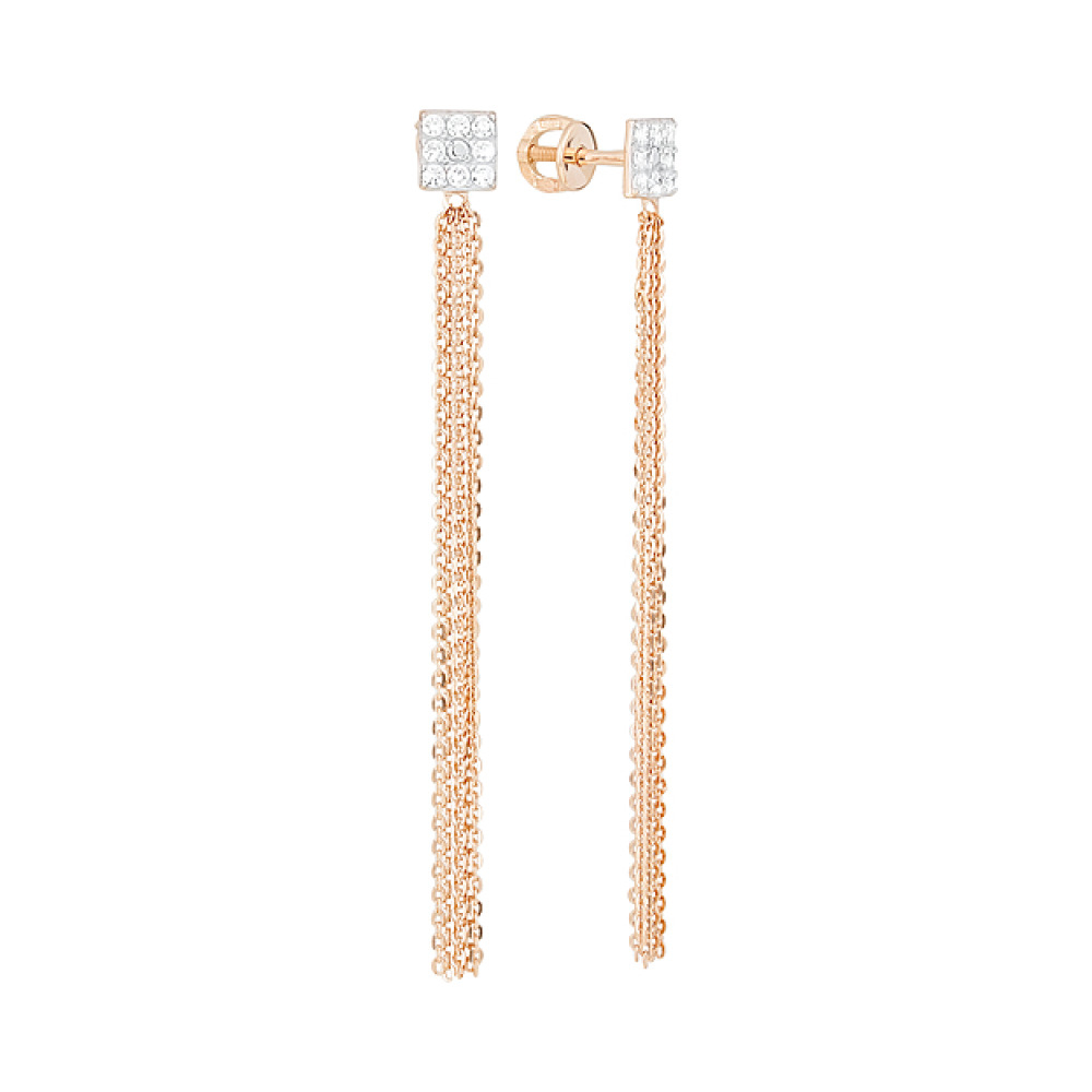 Золотые серьги с фианитами № 126774