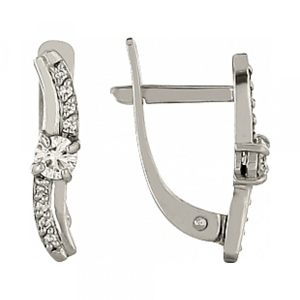 Золотые серьги с бриллиантом № 113064