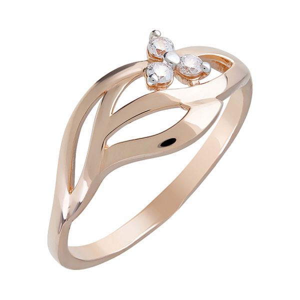 Золотое кольцо с фианитами № 123650