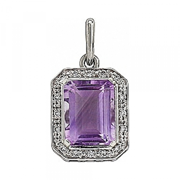 Серебряная подвеска с аметистом и фианитом № 78377