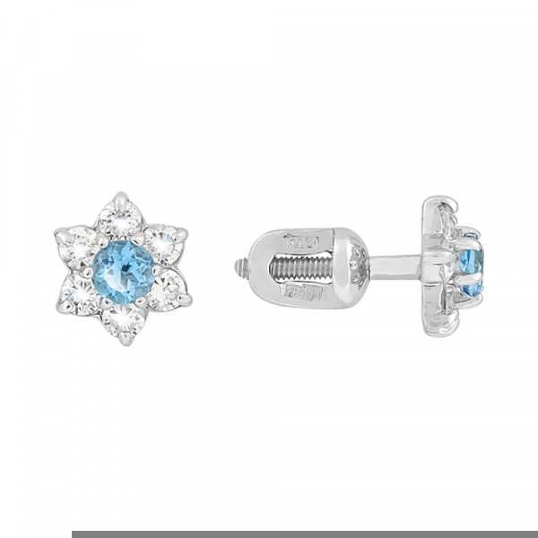 Пуссеты с топазом и фианитом № 25666