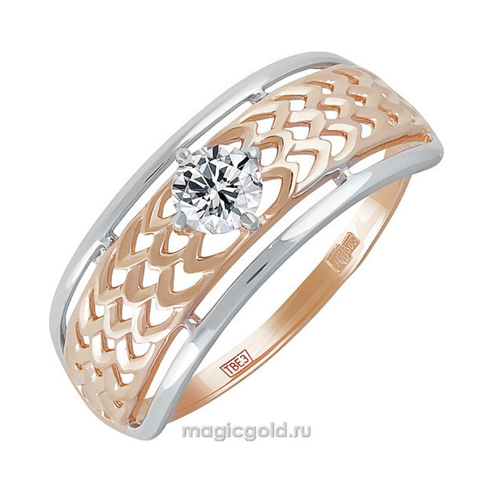 Золотое кольцо с фианитом № 139948