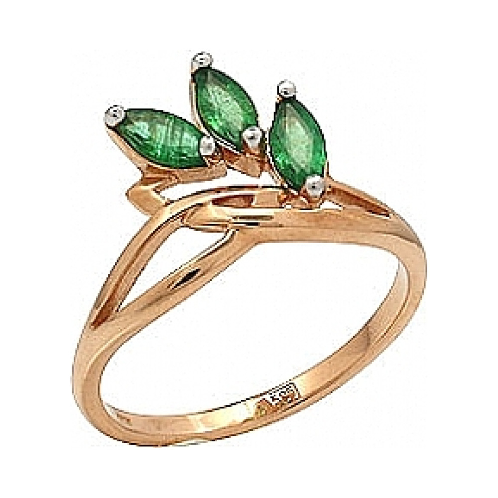 Золотое кольцо с изумрудом № 62591