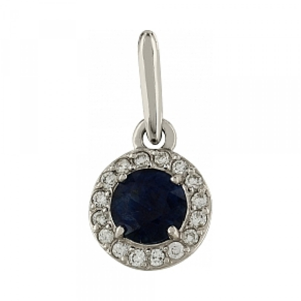 Золотая подвеска с бриллиантом и сапфиром № 111813