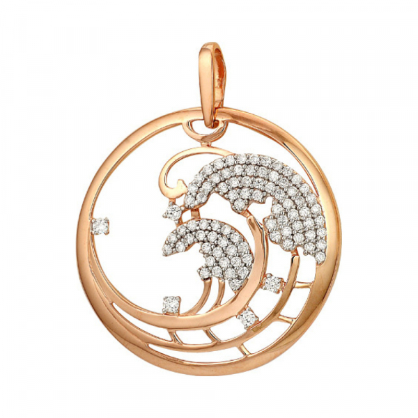 Золотая подвеска с фианитами № 141117