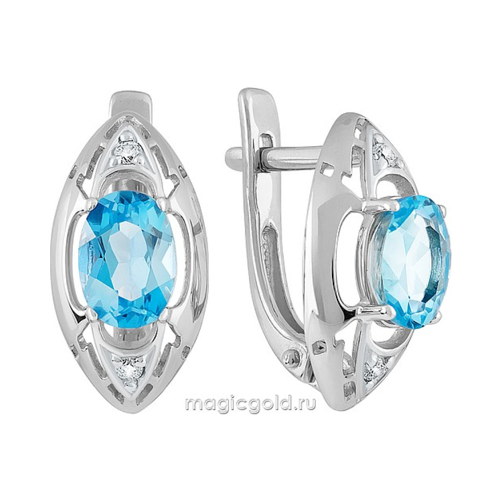 Золотые серьги с топазом и фианитом № 139078