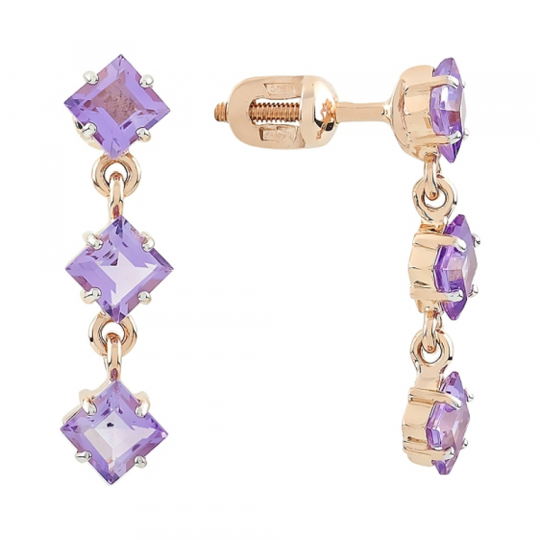 Пуссеты с аметистом № 112257