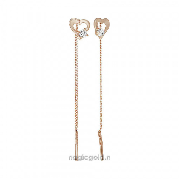 Золотые серьги с фианитом № 151506