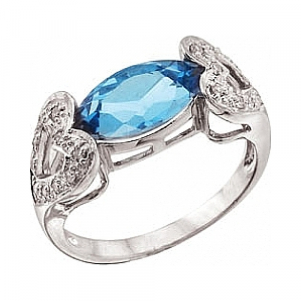 Золотое кольцо с бриллиантом и топазом № 30034