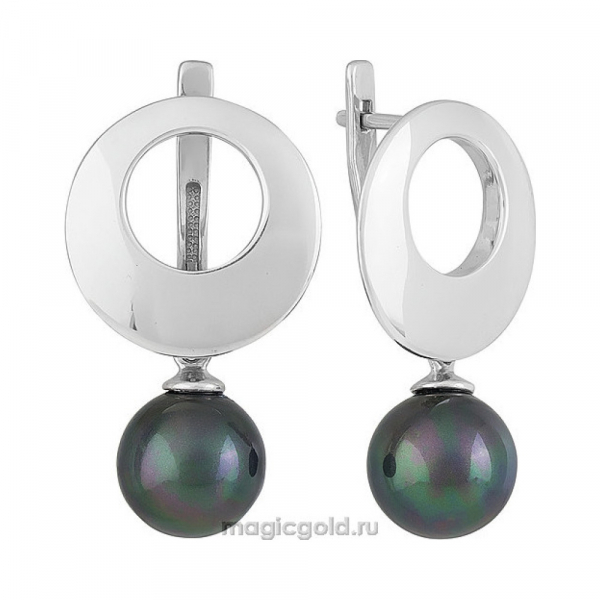 Серебряные серьги с перламутровым жемчугом  № 158988