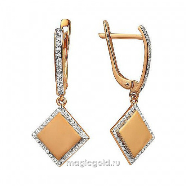 Золотые серьги с фианитом № 174009