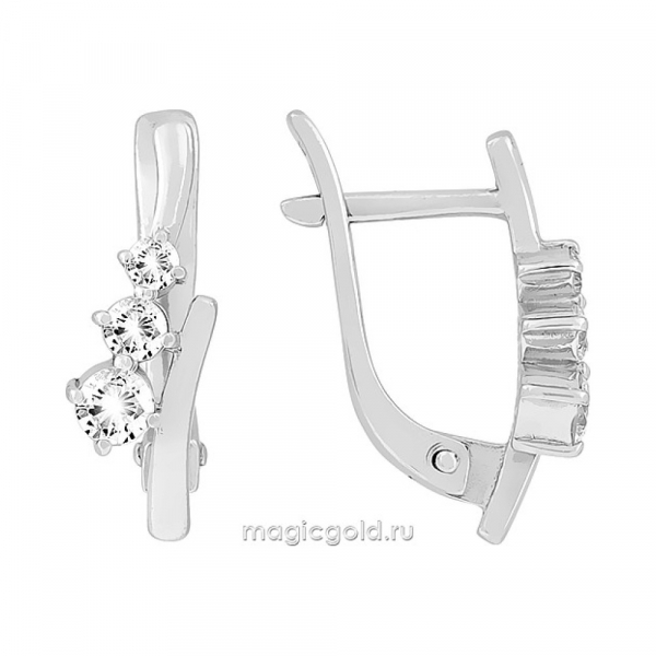 Золотые серьги с бриллиантом № 114658