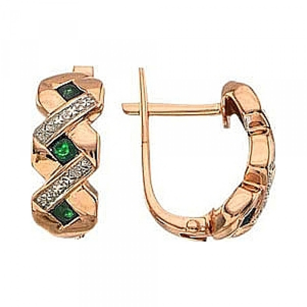 Золотые серьги с изумрудом № 3560