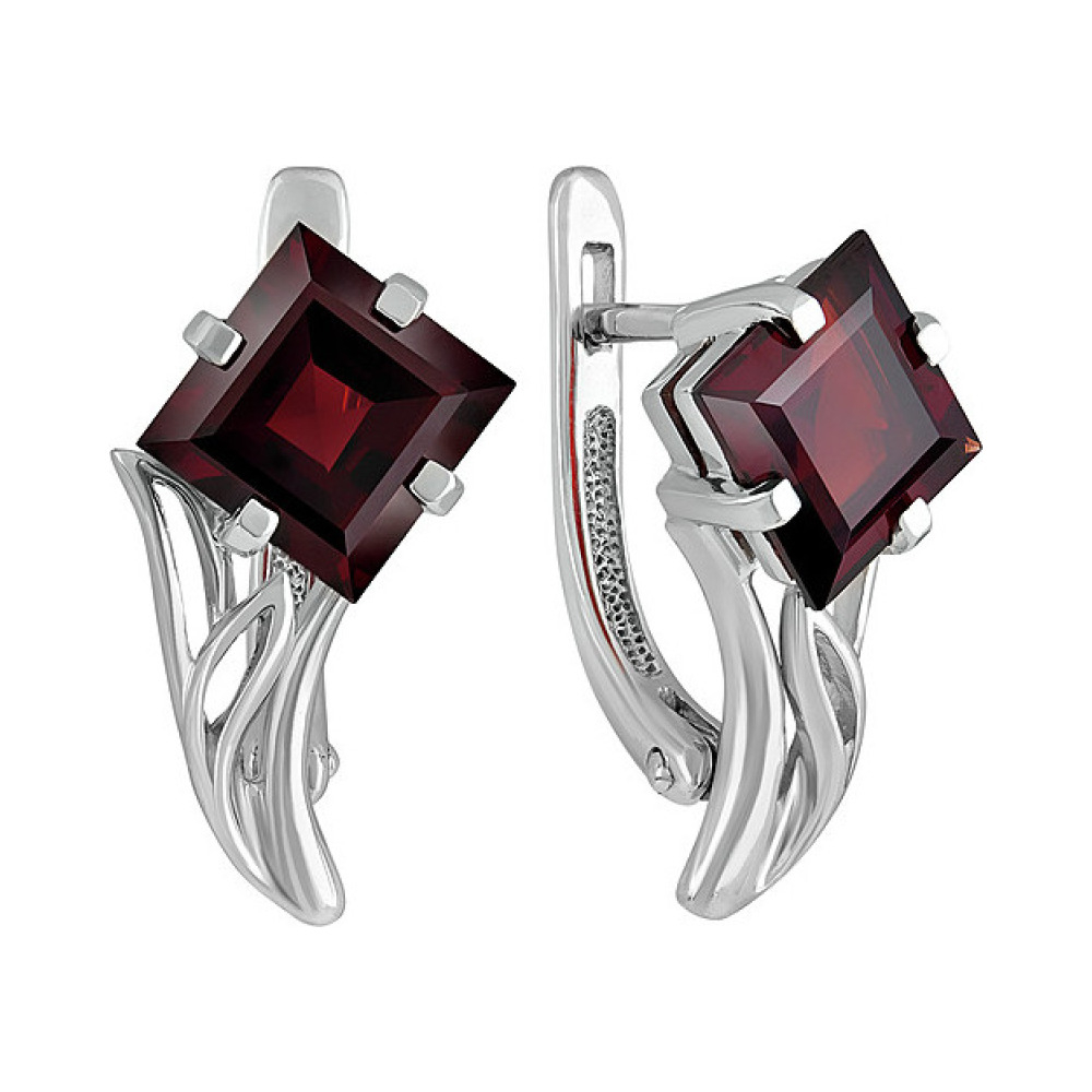 Серебряные серьги с гранатом № 134542