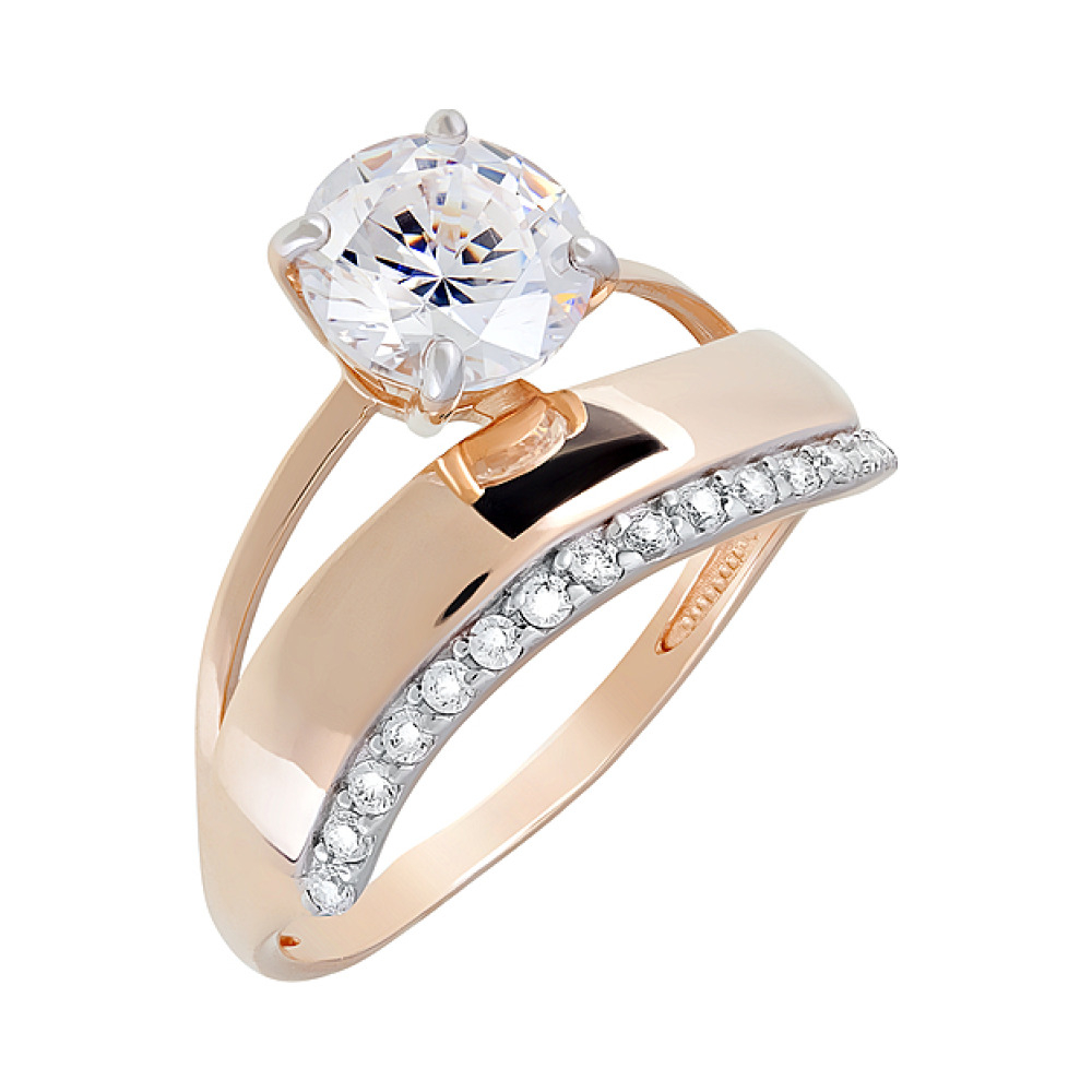 Золотое кольцо с кристаллами swarovski № 124033