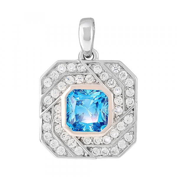 Серебряное колье с фианитом и черным покрытием № 137358