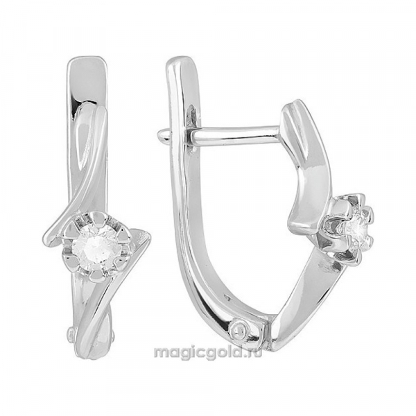 Золотые серьги с бриллиантом № 118768