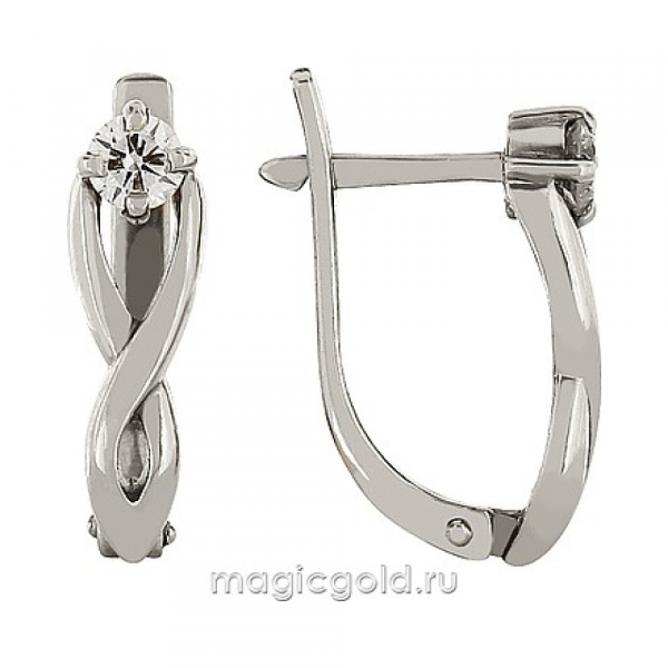 Золотые серьги с бриллиантом № 73250