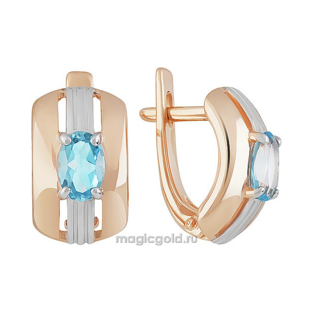 Золотые серьги с топазом № 160563