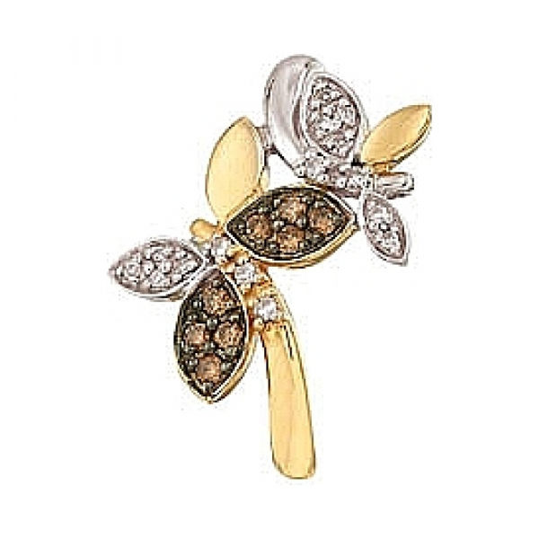 Золотая подвеска с бриллиантами коньяк № 26592