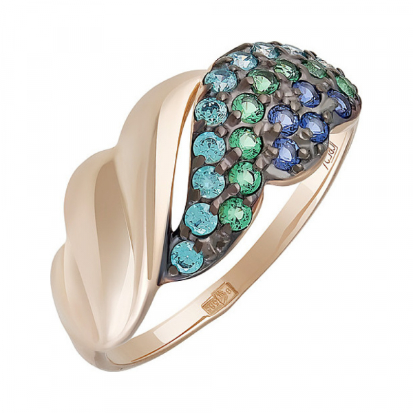 Золотое кольцо с фианитом № 136012