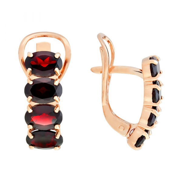 Золотые серьги с гранатом № 107204
