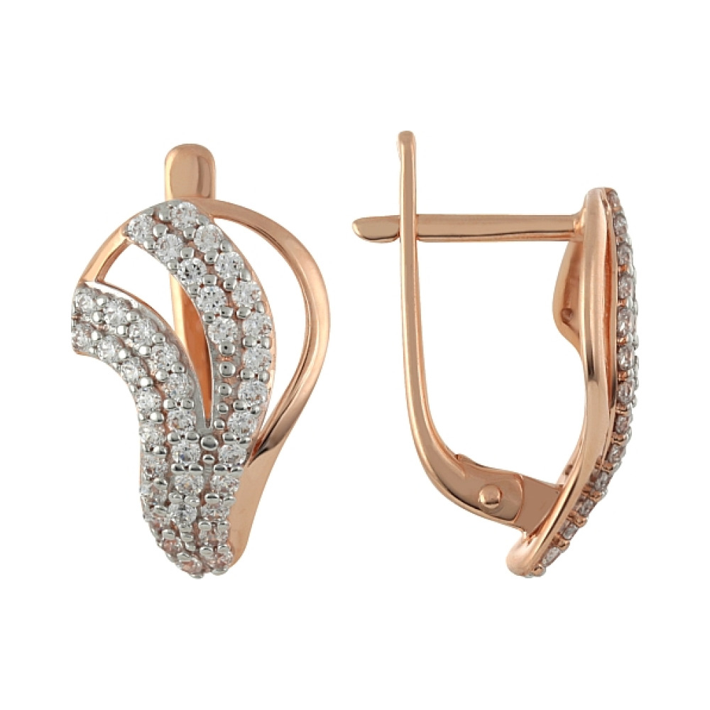 Золотые серьги с фианитами № 101111