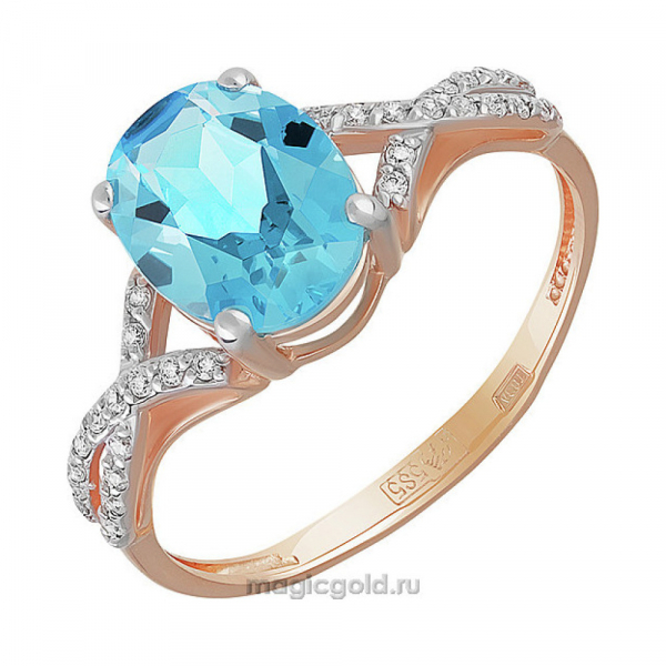 Золотое кольцо с топазом и фианитом № 139740