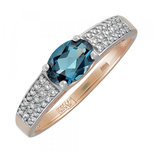Золотое кольцо с топазом и фианитом № 135054