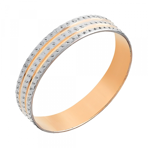 Золотое кольцо без камня с алмазкой № 69506