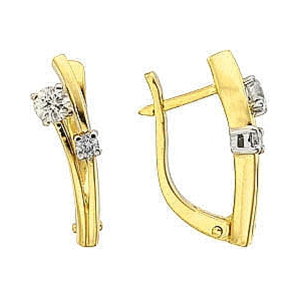 Золотые серьги с бриллиантом № 98206