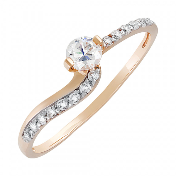 Золотое кольцо с фианитом № 130063