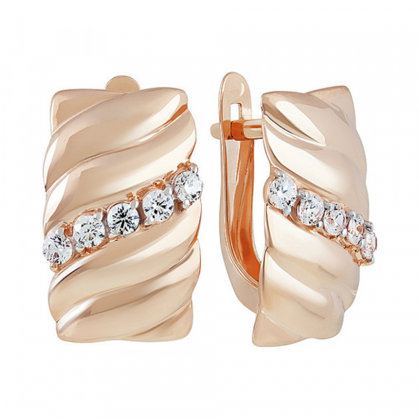 Золотые серьги с фианитом № 138017