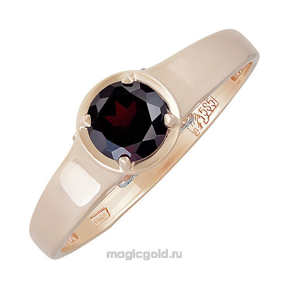 Золотое кольцо с гранатом и фианитом № 139160