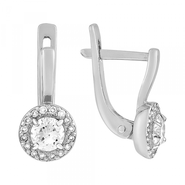 Золотые серьги с бриллиантом № 116432