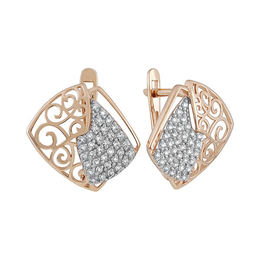 Золотые серьги с фианитом № 135912